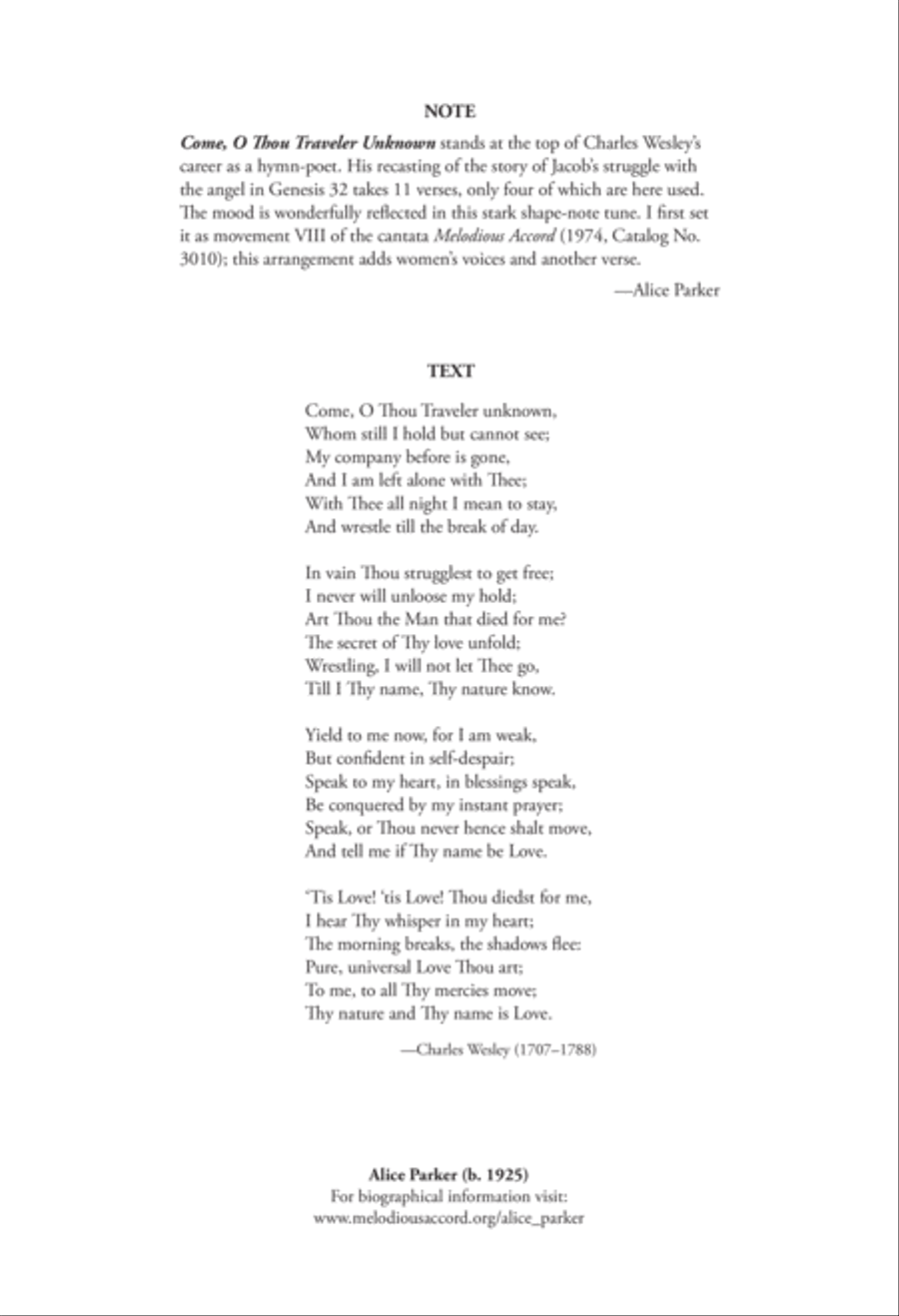 Come, O Thou Traveler Unknown 4-Part scores gallery preview page 2
