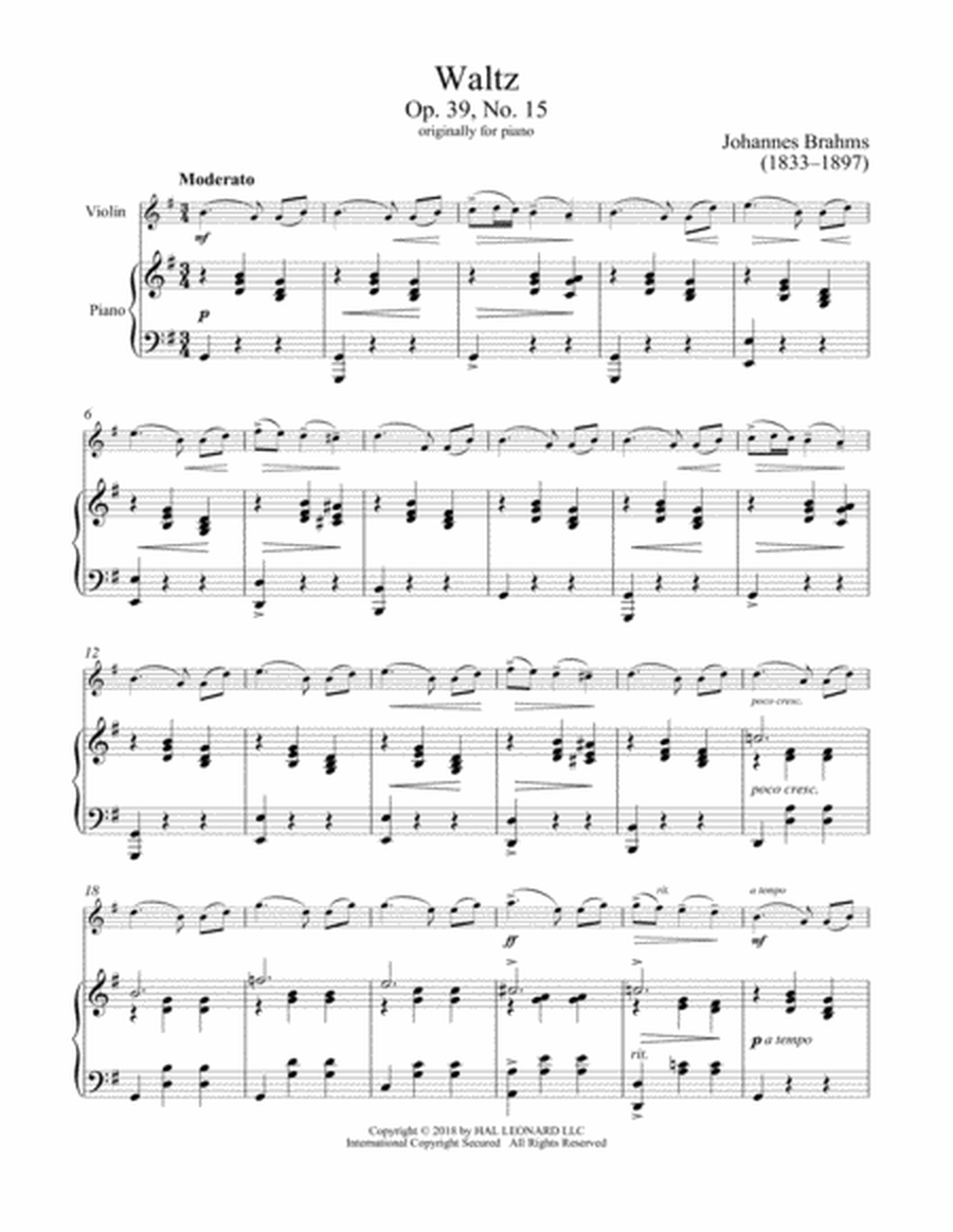 Waltz In A-Flat Major, Op. 39, No. 15