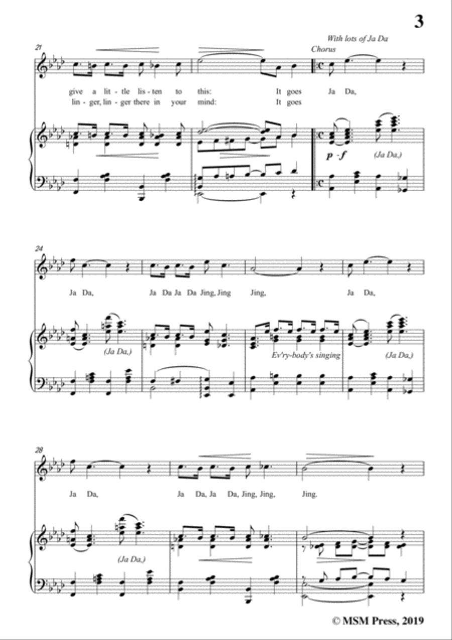 Bob Carleton-Ja-Da,in A flat Major,for Voice and Piano Voice Solo scores gallery preview page 5