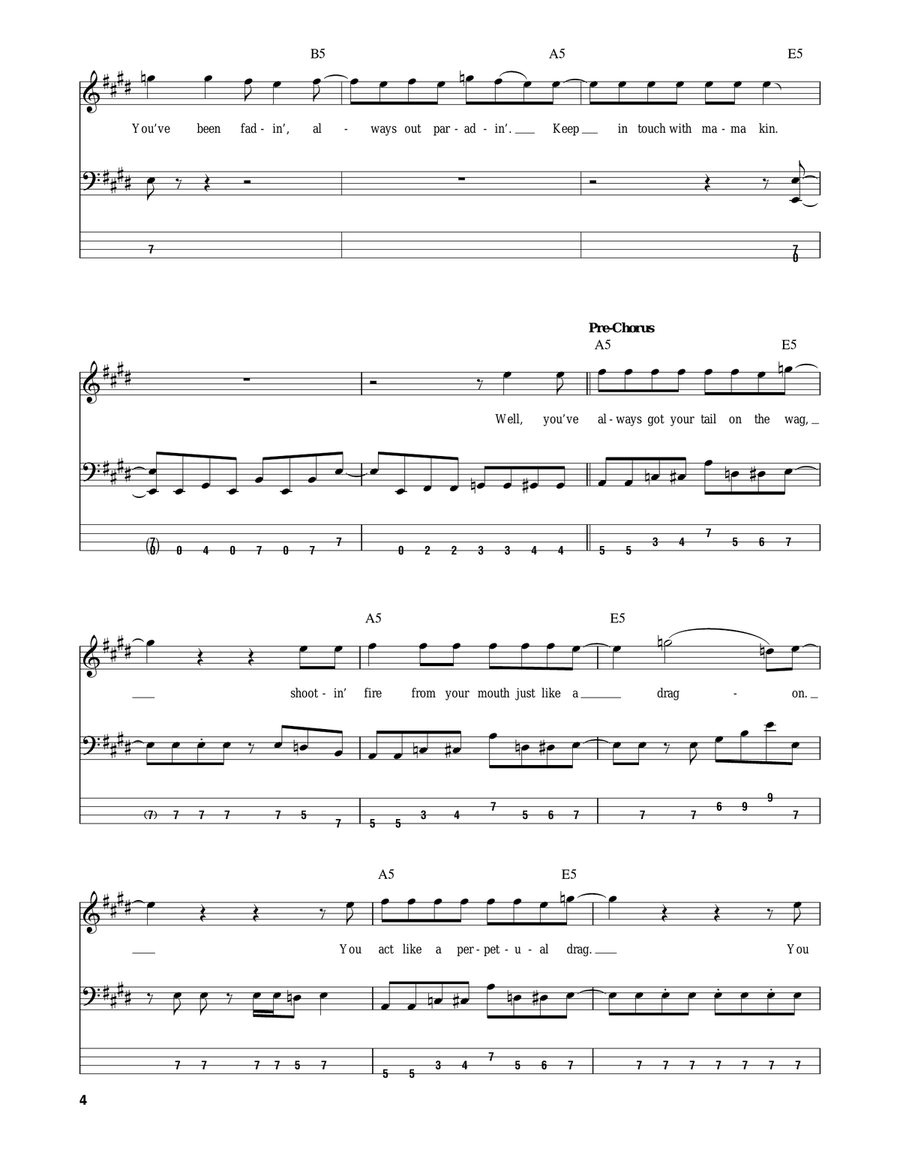 Mama Kin Bass Guitar Tablature scores gallery preview page 4