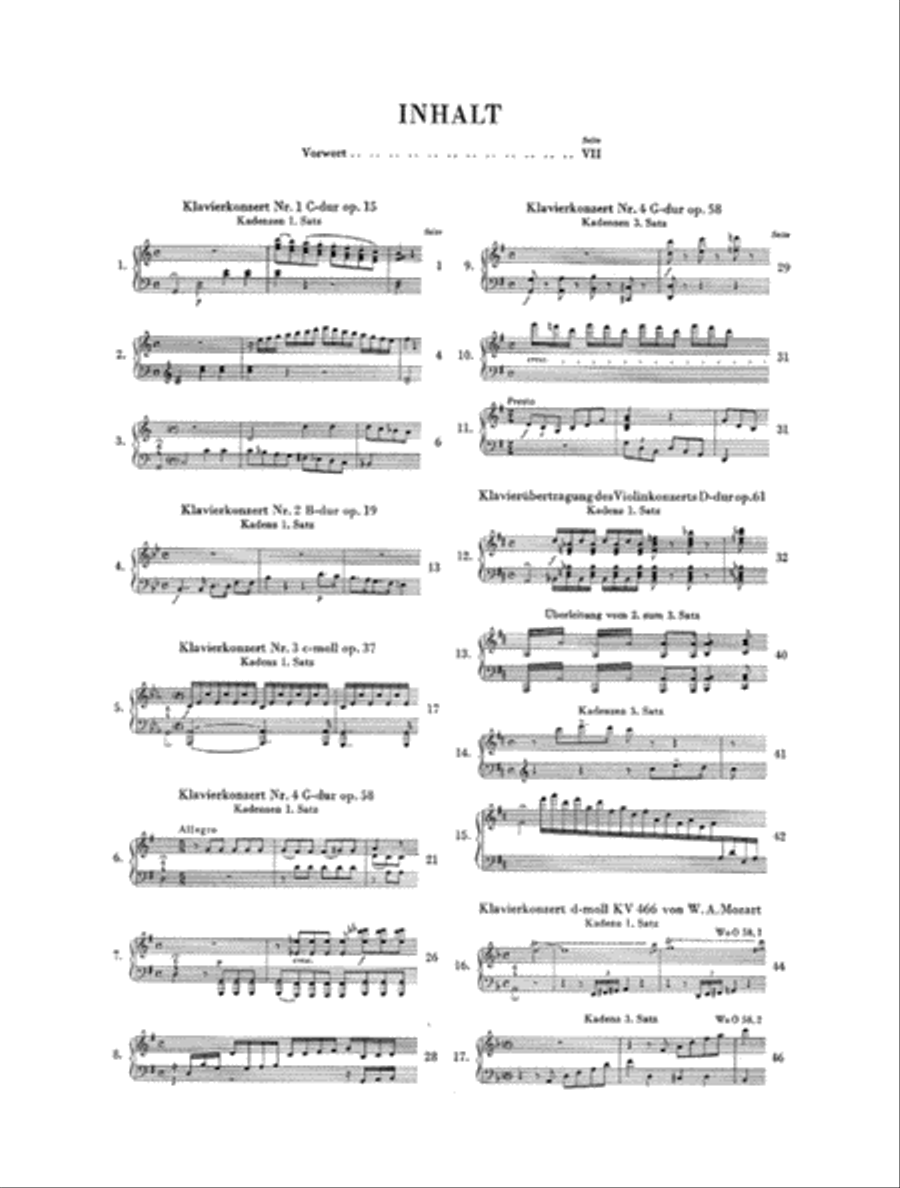 Cadenzas in the Piano Concertos Piano Solo scores gallery preview page 2