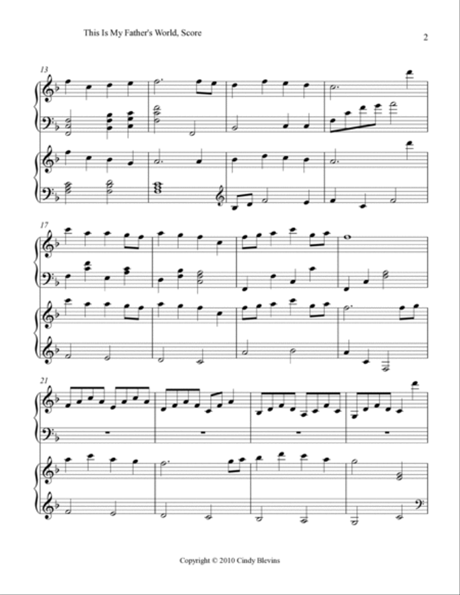 This Is My Father's World, for Harp Duet Harp scores gallery preview page 3