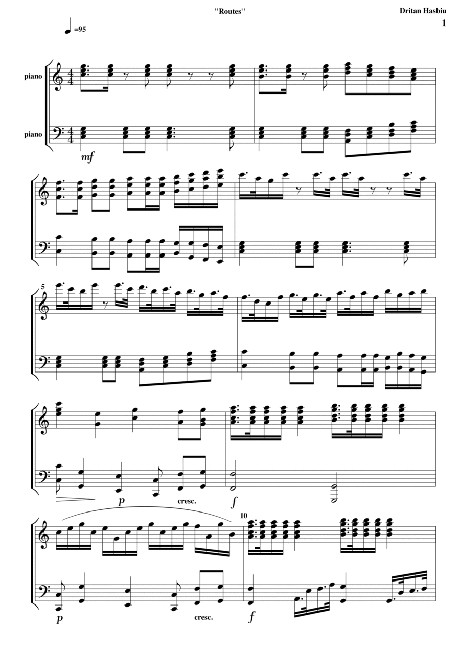 Routes Piano Solo scores gallery preview page 1