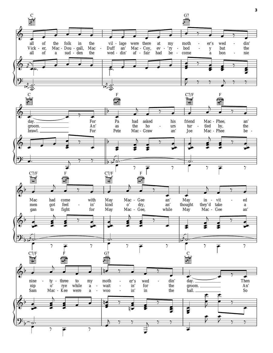 My Mother's Weddin' Day Piano, Vocal, Guitar scores gallery preview page 3