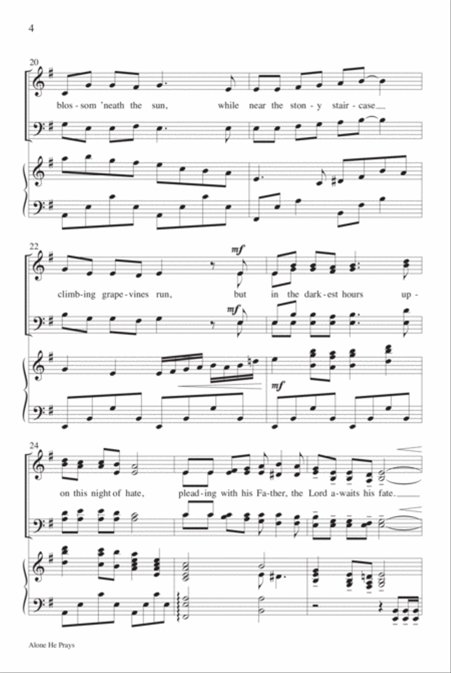Alone He Prays 4-Part scores gallery preview page 5