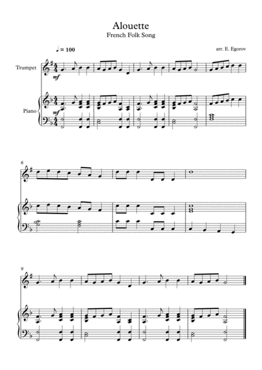 Alouette, French Folk Song, For Trumpet & Piano image number null