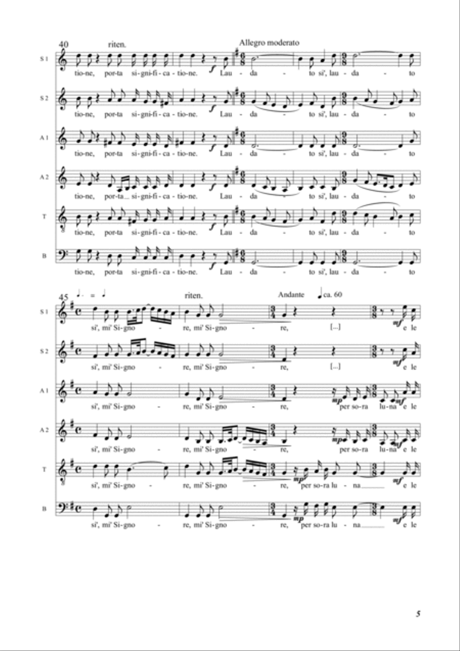 Il Cantico delle Creature A Cappella scores gallery preview page 5