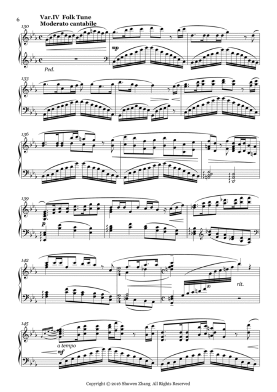 Variations on Chinese National Anthem Piano Solo scores gallery preview page 6