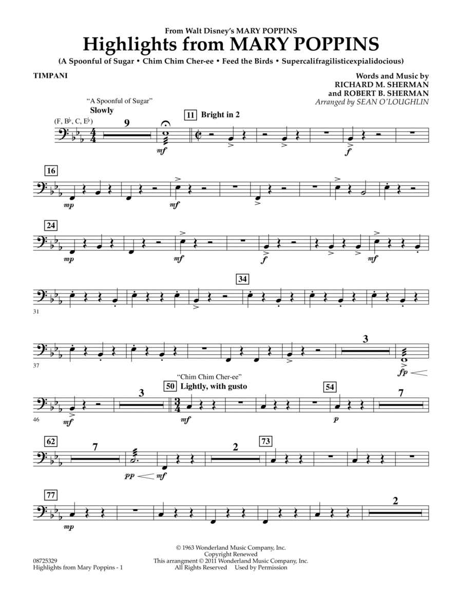 Highlights from Mary Poppins - Timpani Concert Band scores gallery preview page 1