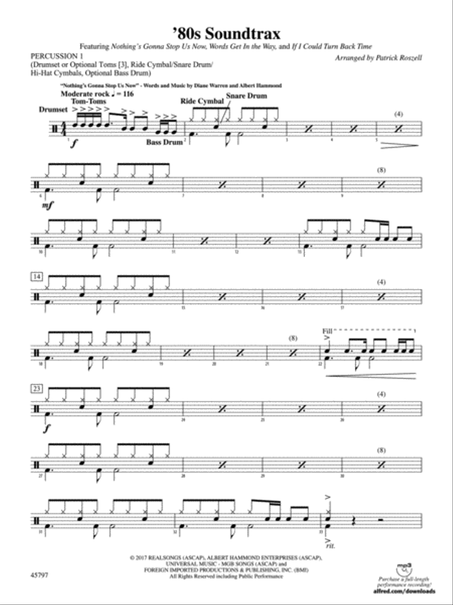 '80s Soundtrax: 1st Percussion Concert Band scores gallery preview page 1