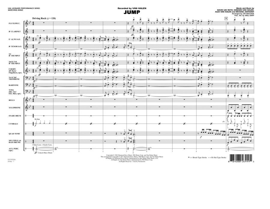 Jump - Full Score by Van Halen - Marching Band - Digital
