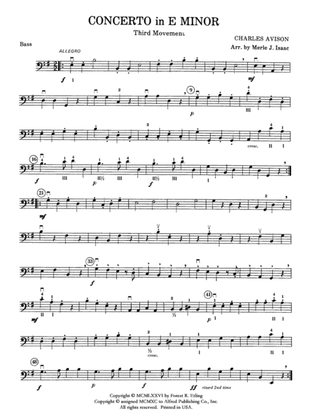 Concerto in E minor: String Bass