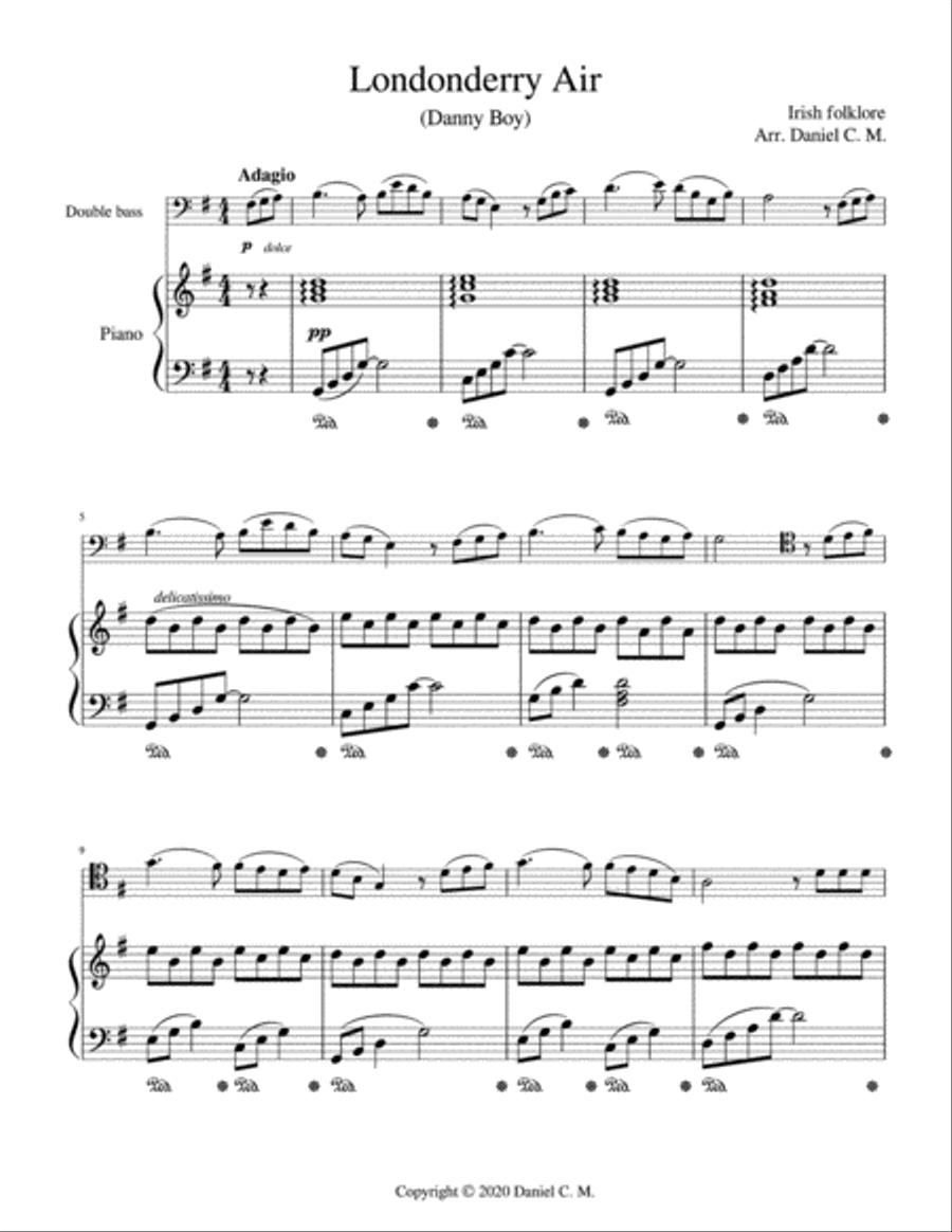 Danny Boy (double bass and piano) Double Bass scores gallery preview page 2