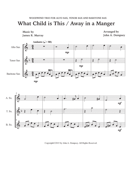 Christmas Medley (What Child is This / Away in a Manger): Sax Trio ATB image number null