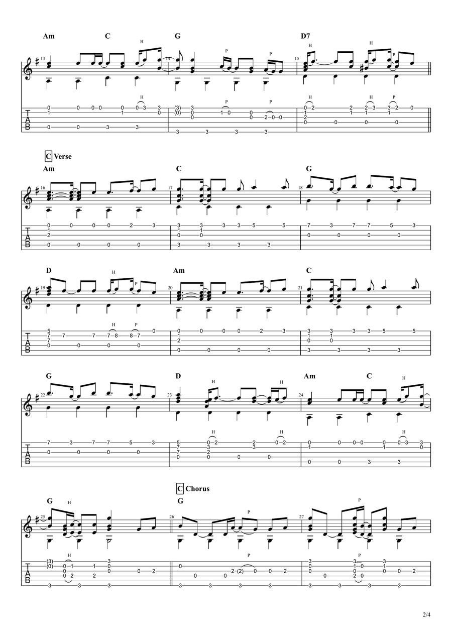 Helplessly Hoping Guitar Tablature scores gallery preview page 2