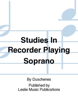 Book cover for Studies in Recorder Playing SOP/TEN