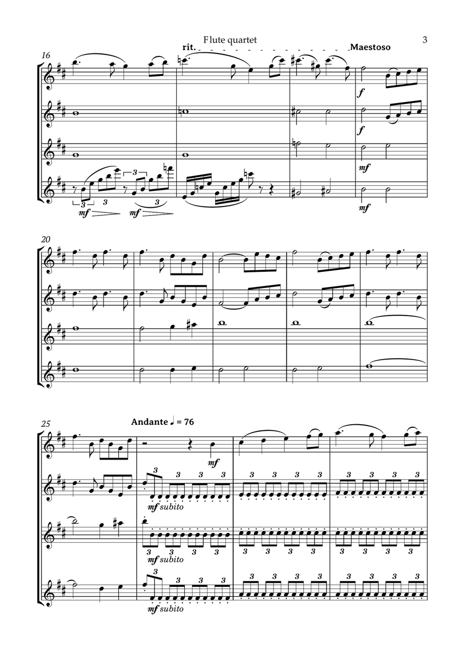 Swan Lake Tchaikovsky Flute Quartet Flute Quartet scores gallery preview page 4