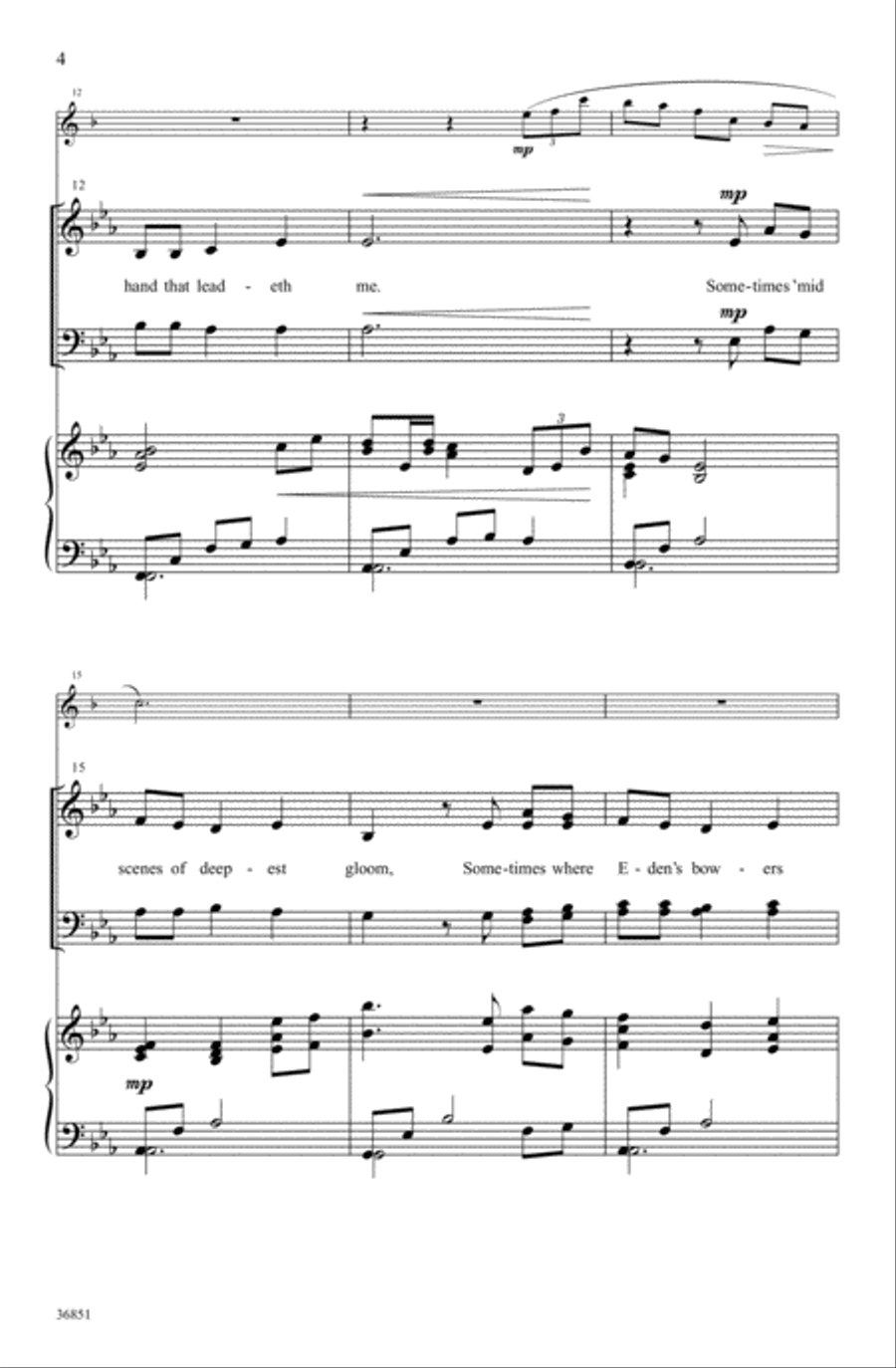 He Leadeth Me 4-Part scores gallery preview page 3