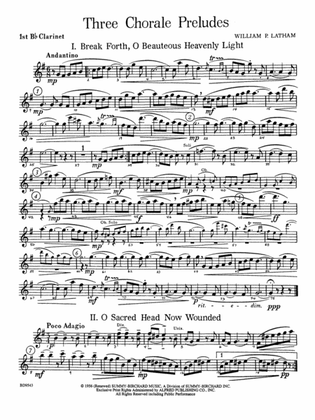 Three Chorale Preludes: 1st B-flat Clarinet