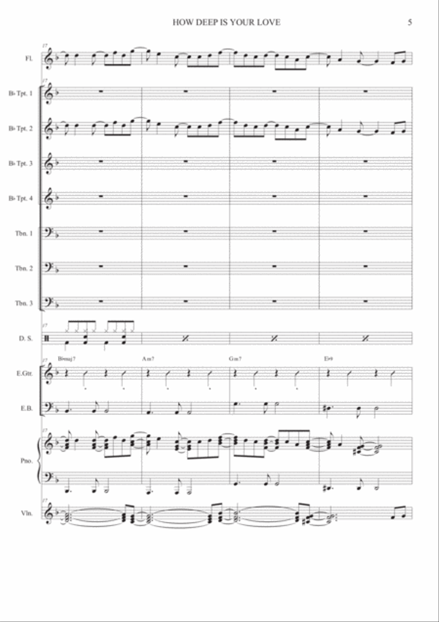 How Deep Is Your Love from the Motion Picture SATURDAY NIGHT FEVER Large Ensemble scores gallery preview page 5