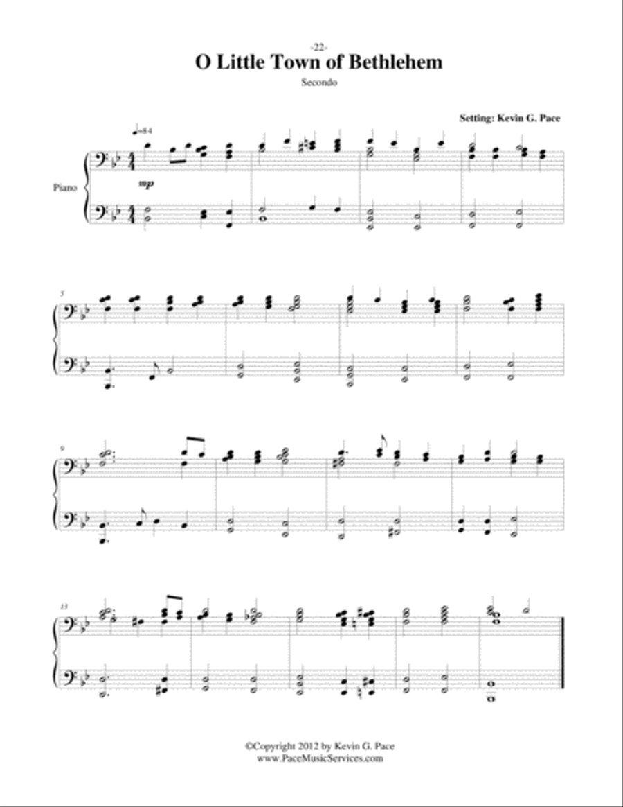 O Little Town of Bethlehem - easy piano duet Easy Piano scores gallery preview page 2