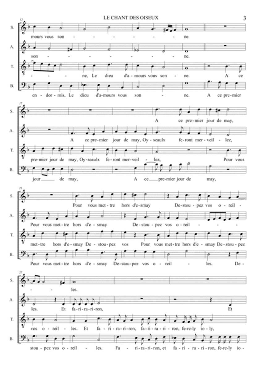 LE CHANT DES OISEUX - For SATB Choir image number null