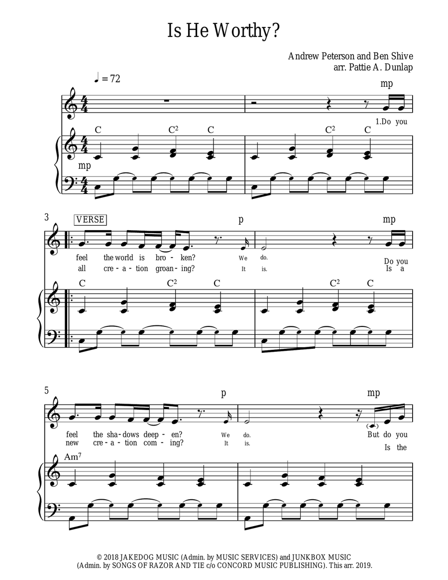Is He Worthy? Piano, Vocal scores gallery preview page 1