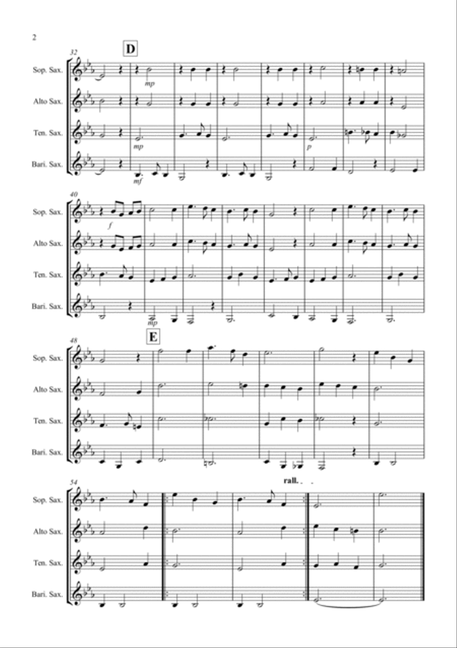 Silent Night for Saxophone Quartet Saxophone Quartet scores gallery preview page 2