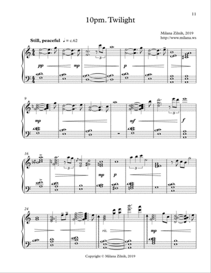 10pm. Twilight Piano Solo scores gallery preview page 1