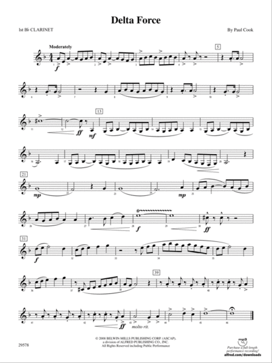 Delta Force: 1st B-flat Clarinet Concert Band scores gallery preview page 1