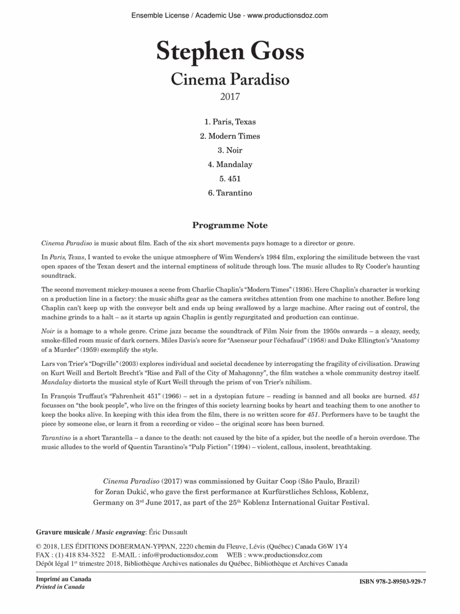 Cinema Paradiso Cinema Paradiso Classical Guitar scores gallery preview page 1