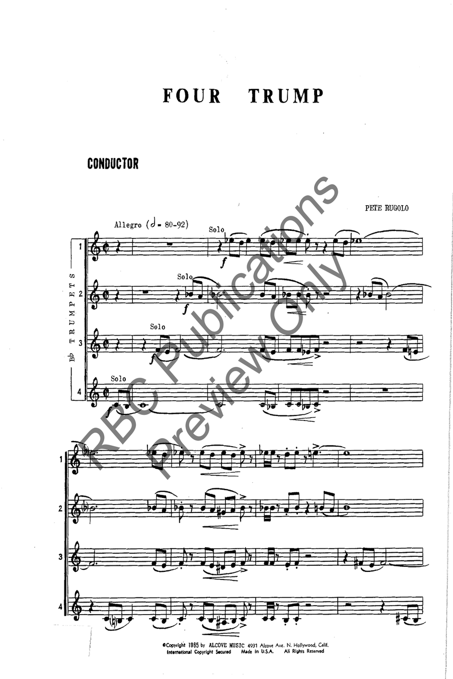 Four Trump Trumpet Quartet Trumpet scores gallery preview page 2