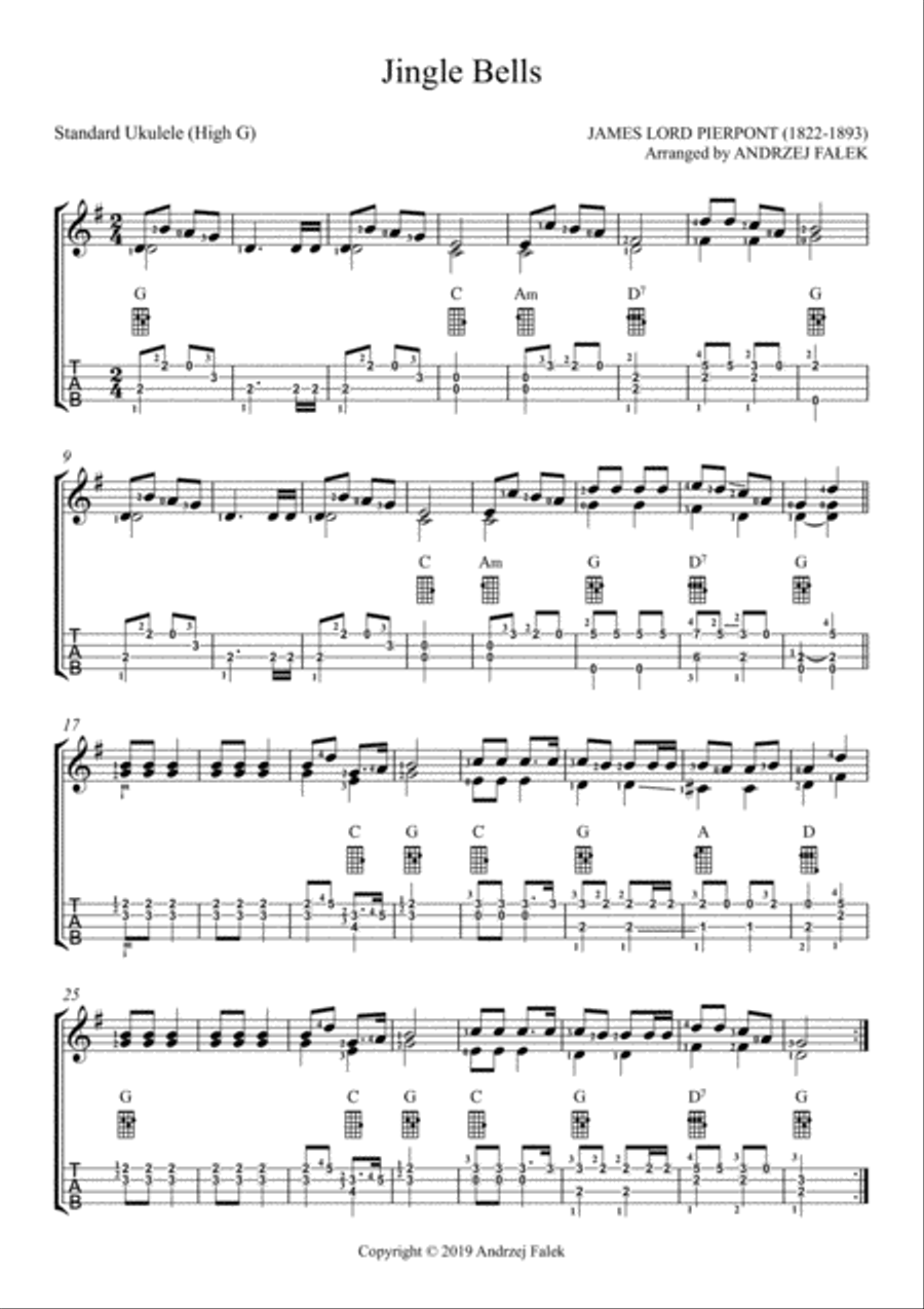 Jingle Bells (G) Ukulele scores gallery preview page 1