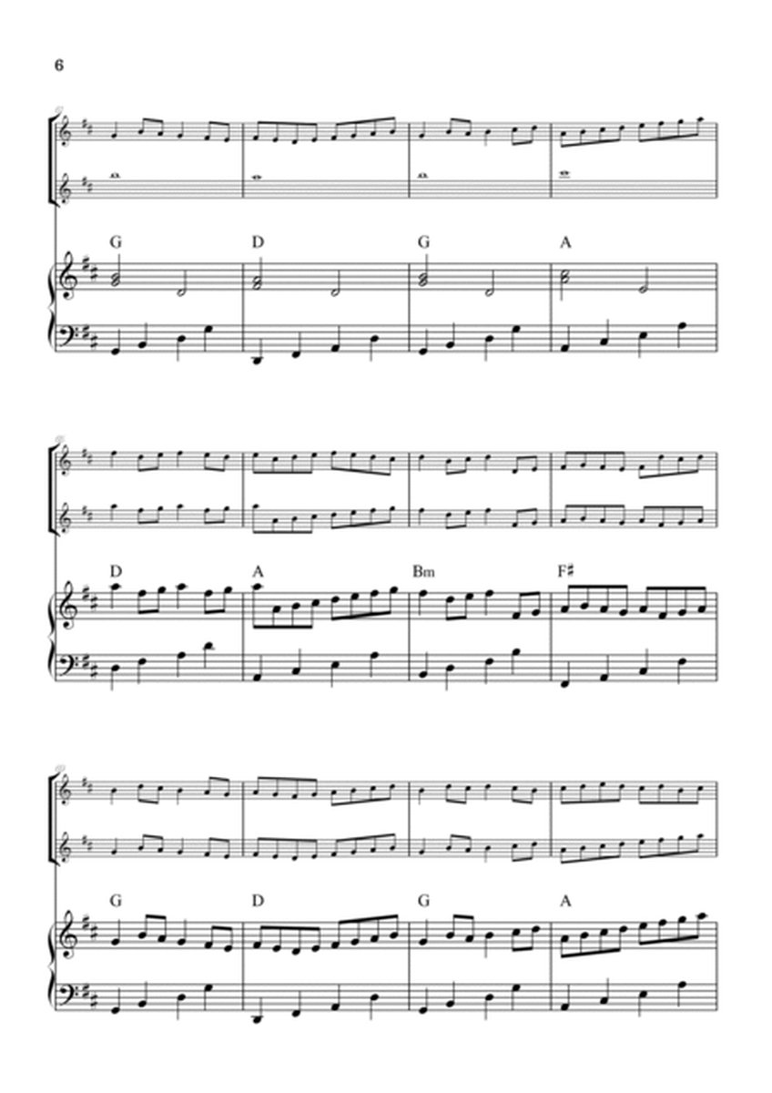 Pachelbel Canon in D • flute duet sheet music w/ piano accompaniment [chords] image number null