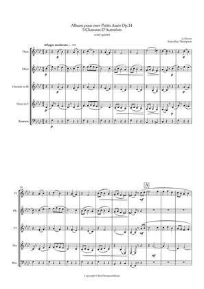 Pierné: Album pour mes Petits Amis Op.14 - 5. Chanson D'Autrefois - wind quintet