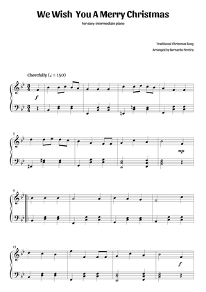 We Wish You A Merry Christmas (easy-intermediate piano in Bb major – clean sheet music)