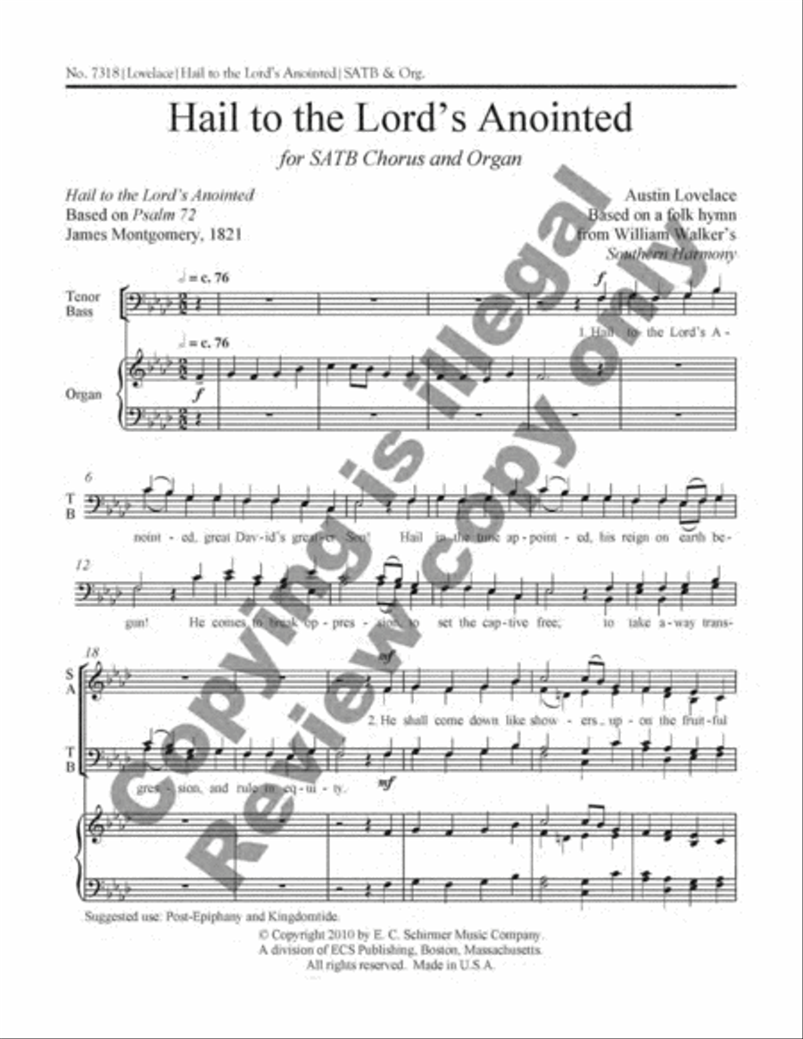Hail to the Lord's Anointed 4-Part scores gallery preview page 2