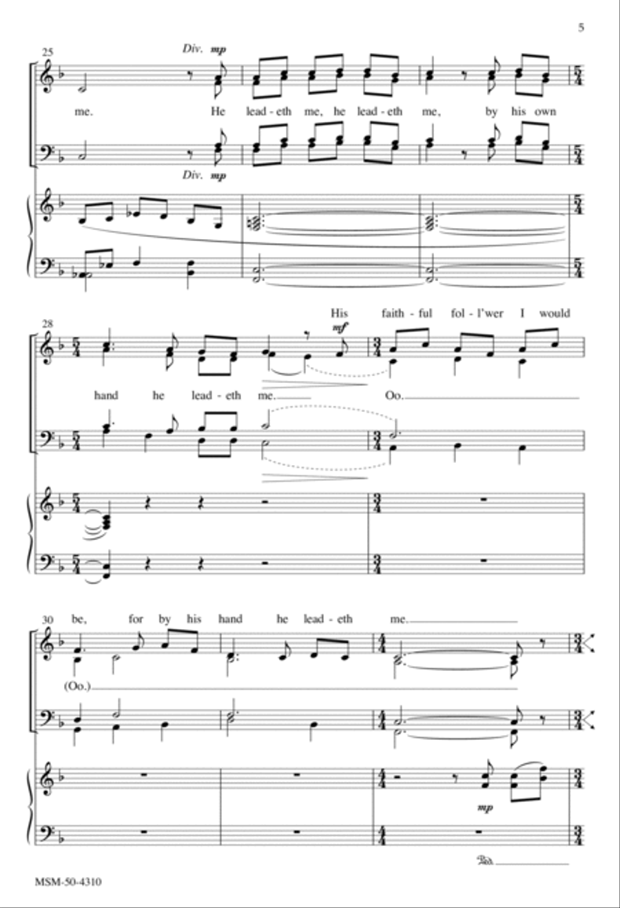 He Leadeth Me 4-Part scores gallery preview page 5