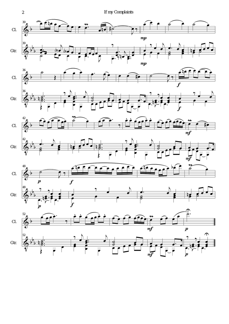 If my complaints for clarinet and guitar Clarinet scores gallery preview page 2