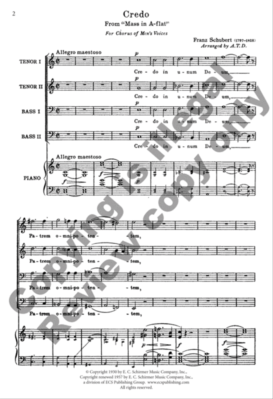 Mass in A-Flat: Credo Mass in A-Flat: Credo TTBB scores gallery preview page 3