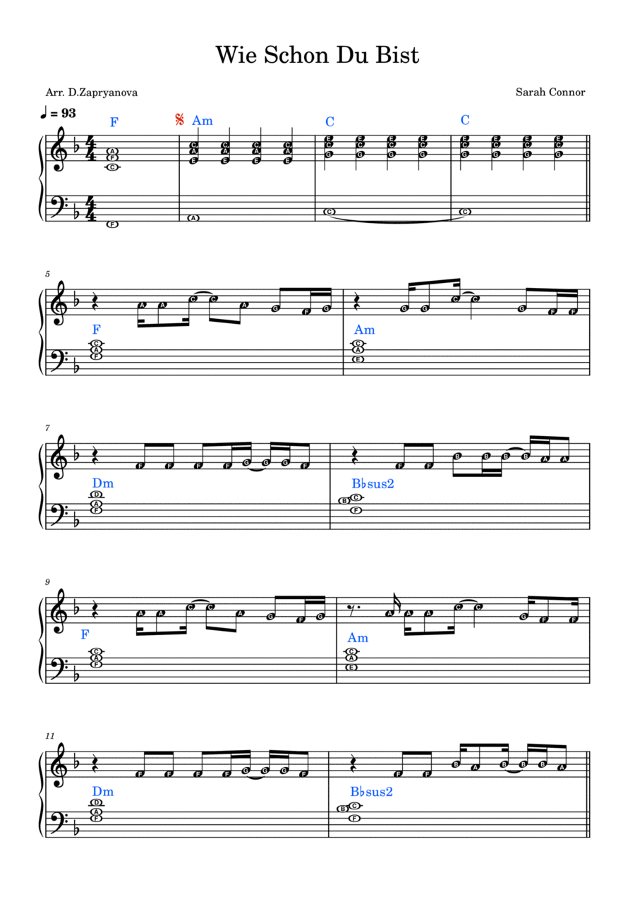 Wie Schon Du Bist Wie Schon Du Bist Piano Solo scores gallery preview page 1