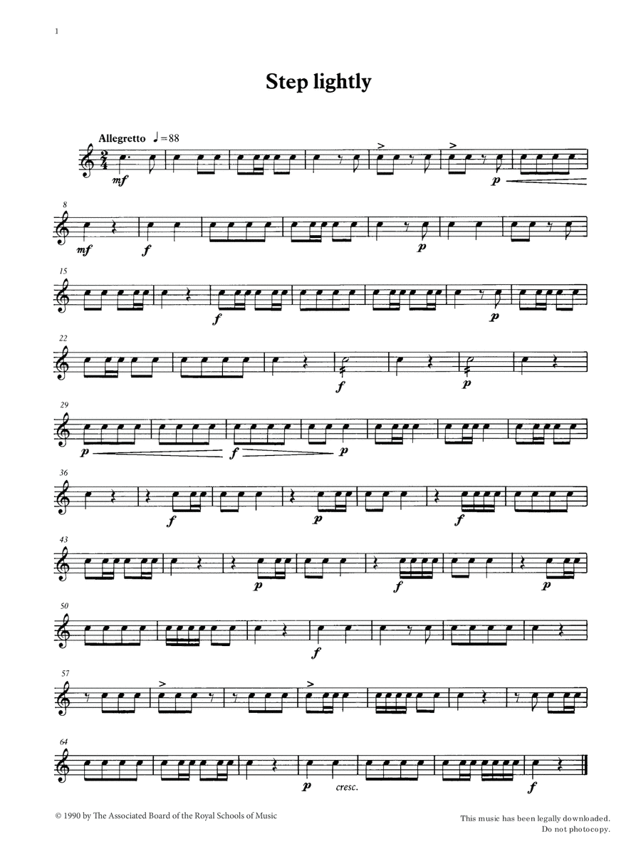 Step Lightly from Graded Music for Snare Drum, Book I Percussion scores gallery preview page 1