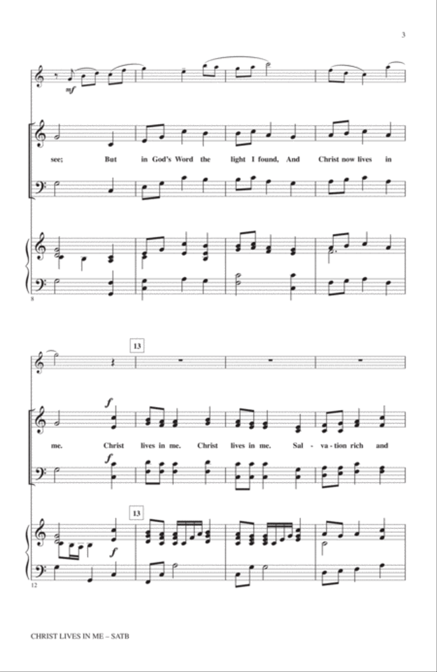 Christ Lives In Me 4-Part scores gallery preview page 2