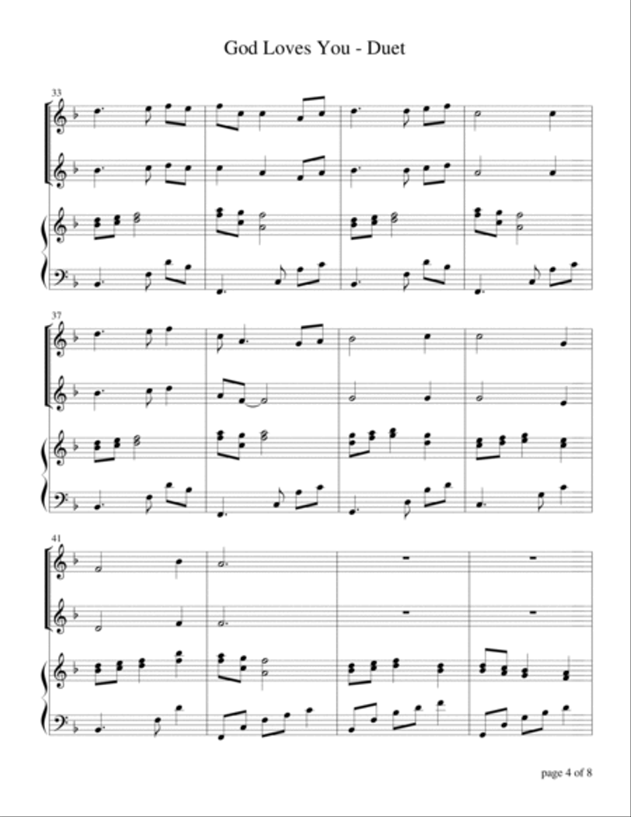 God Loves You (Violin and/or Flute Duet) Flute scores gallery preview page 5
