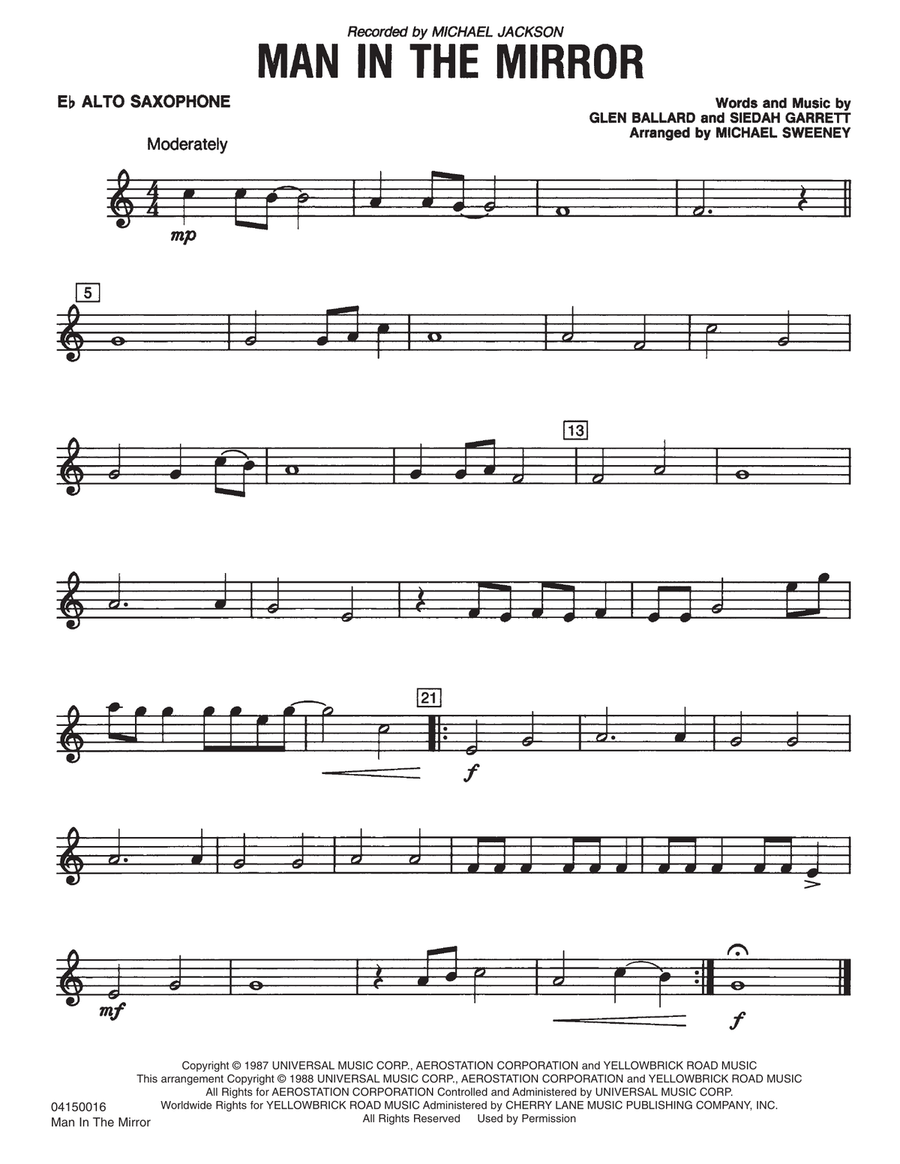 Man In The Mirror - Eb Alto Saxophone Concert Band scores gallery preview page 1