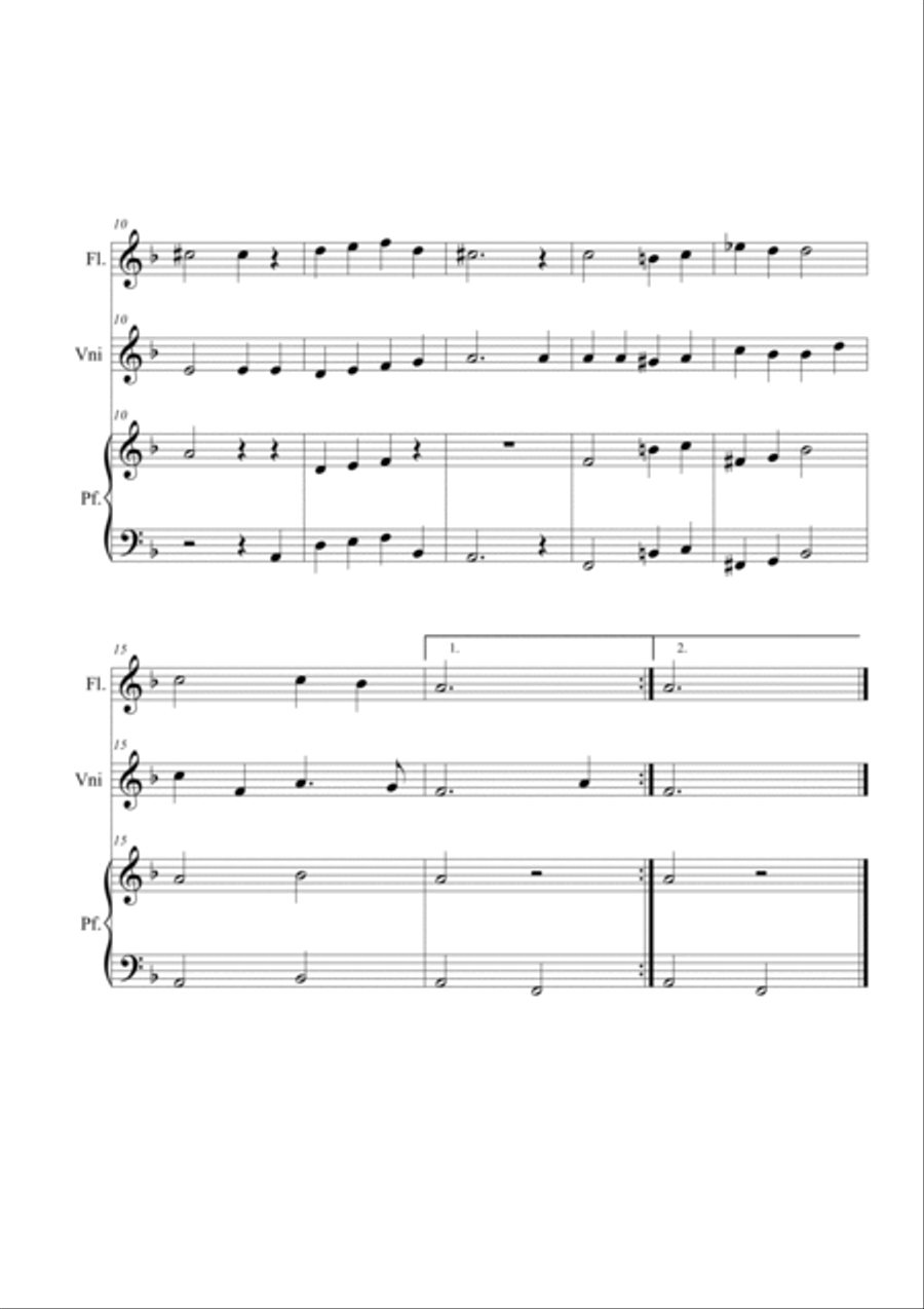 O little town of Bethlhem. Flute, violin and piano Trio Flute scores gallery preview page 2