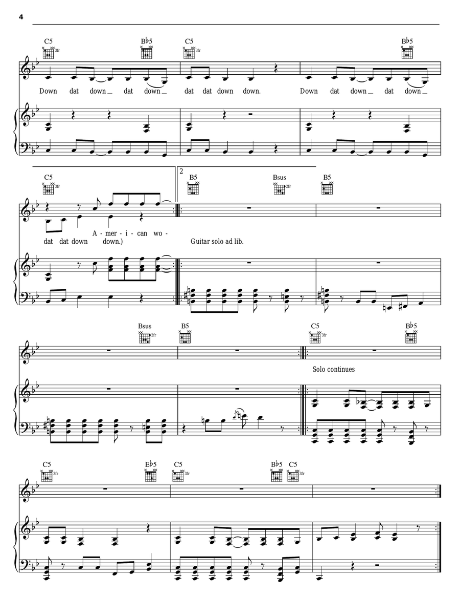 American Woman American Woman Piano, Vocal, Guitar scores gallery preview page 4