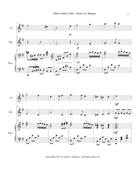 Christmas Medley (What Child is This / Away in a Manger): Trio for Flute, Guitar and Piano image number null