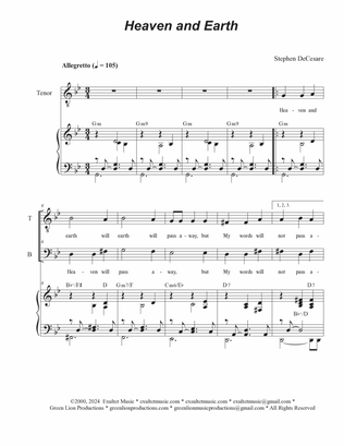 Heaven and Earth (Duet for Tenor and Bass solo)