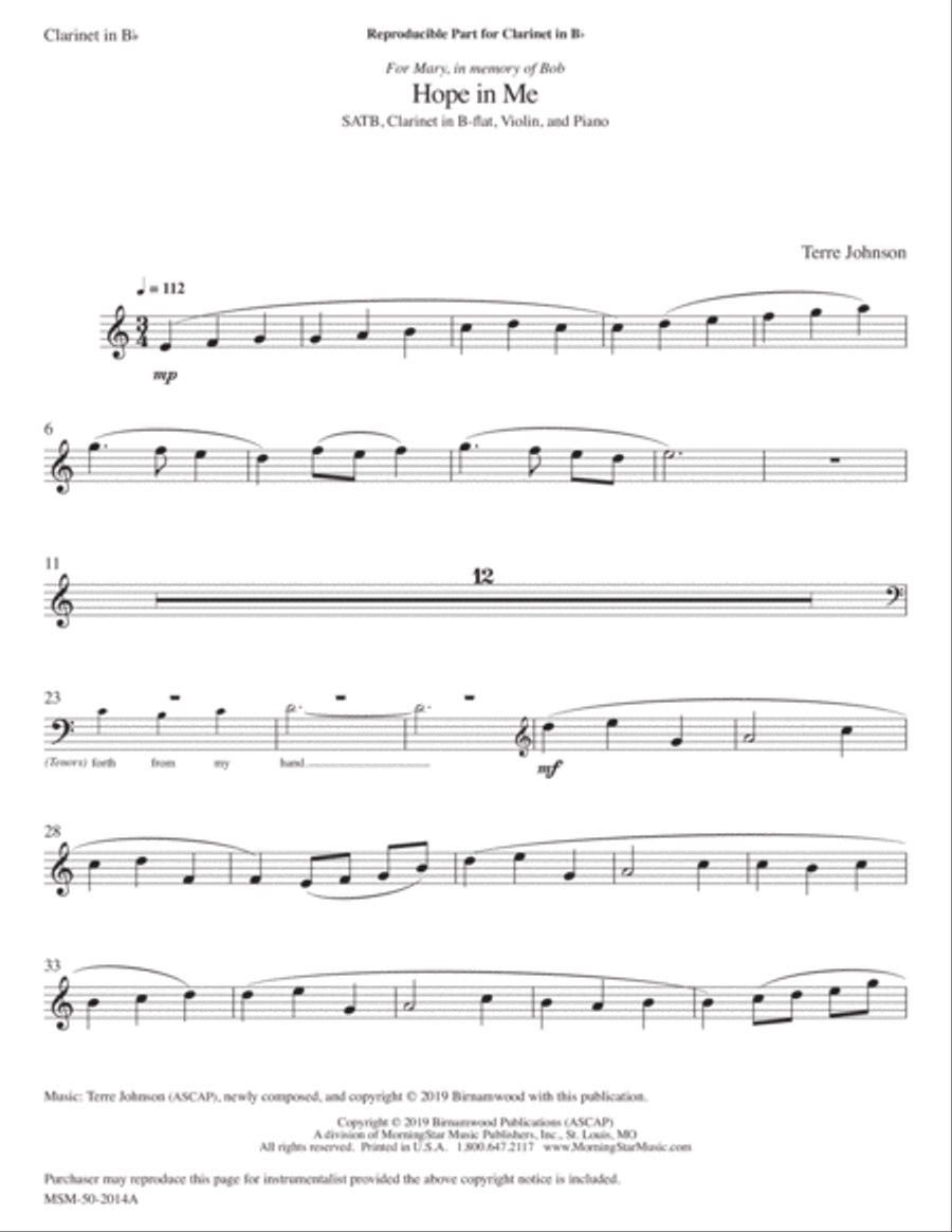 Hope in Me Choir scores gallery preview page 1